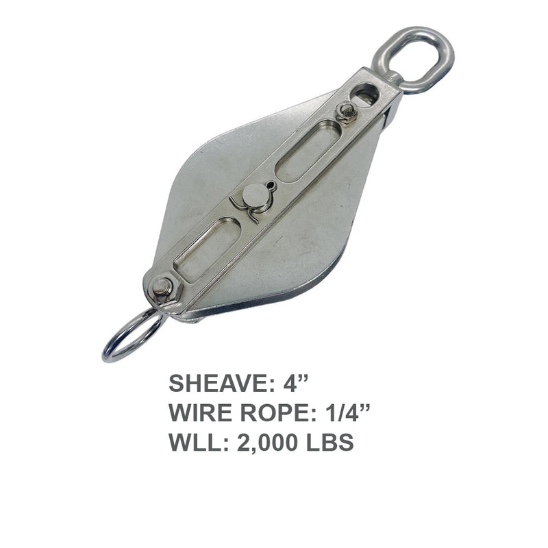 Stainless Steel T304 Swivel Eye Block Sheave For Wire Rope