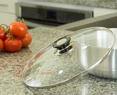 See Through Glass Lid for Frying Pan,Fry Pan,Skillet,Pan Lid W/ Handle 9.5"/24cm