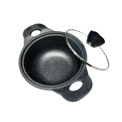 Nonstick Saucepan with Lid 7" (18cm), Marble Coating Sauce Pot Soup Pot Stockpot