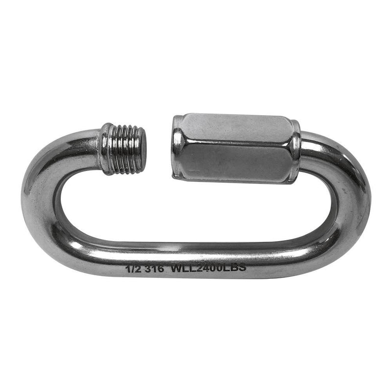 1/2" Stainless Steel T316 Quick Link Boat Marine WLL 2,400 LBS