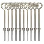 10 PC 1/2" x 12" Stainless Steel Forge Style Marine Wire Turned Eye Bolt 250 Lb Cap.