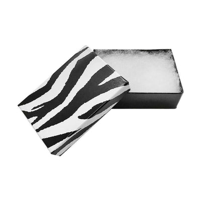 10 PC Set Gift Boxes Jewelry Zebra Animal Print Cotton Filled 3-1/2 x 3-1/2 x 1