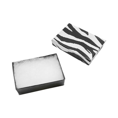 100 Pc Zebra Animal Print Cotton Filled Batting Gift Boxes Jewelry