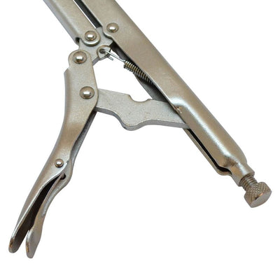 15" Locking Pliers Bent Jaw 90 Degree Extra Long for Gripping Clamping Twisting