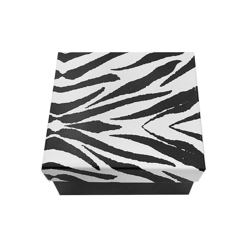 3-3/4x 3-3/4 Zebra Animal Print Cotton Filled Batting Gift Boxes Jewelry - 10 Pc