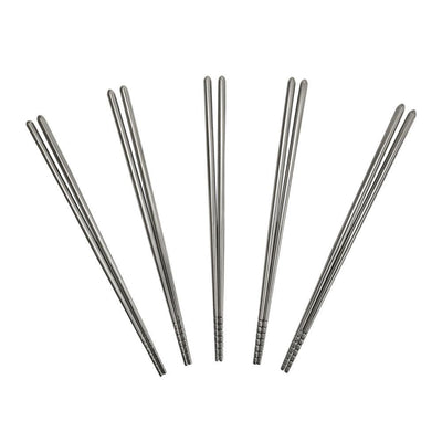 5 Pairs Chopsticks Reusable Cooking Metal Chopsticks, 9 inches
