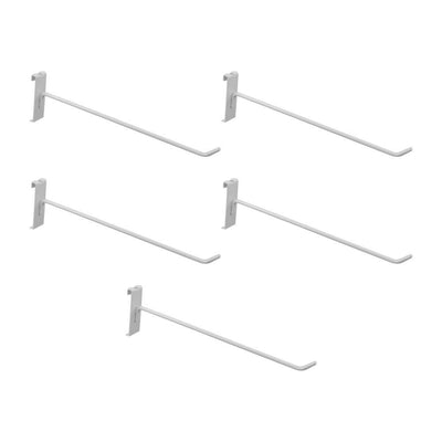 5 PC 12" Gloss White Long Grid Wall Metal Hooks Display For Use W/ Gridwall Panels