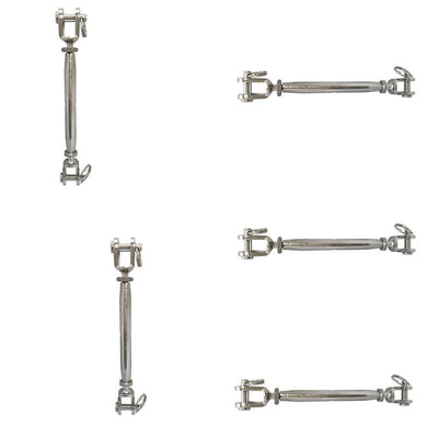 5 PC Stainless Steel Closed Body Turnbuckle Jaw Jaw 3/16'' WLL 200 Lbs