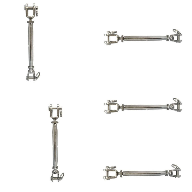 5 PC Stainless Steel Closed Body Turnbuckle Jaw Jaw 3/16&