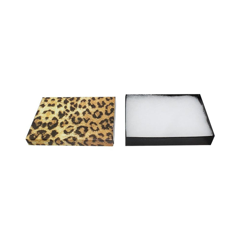 5-3/8" x 3-7/8" x 1" Jewelry Gift Boxes Cotton Filled Batting Cardboard Box Leopard Print Set 100 PC