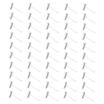 50 PC 6" Gloss White Grid Wall Metal Hooks Display For Use W/ Gridwall Panels