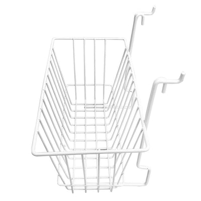 6Pc 12"x 6"x 6" Narrow Deep Basket Display White Metal Wire Slatwall Gridwall Pegboard