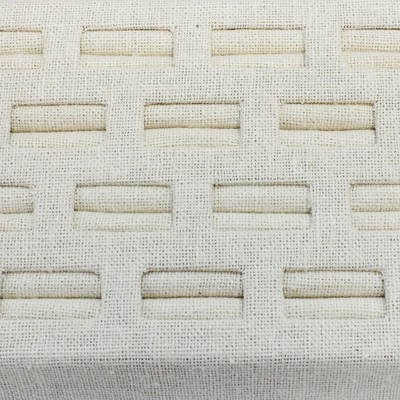 Beige Linen Wrapped Cufflink Ring Tray 18 Slot 8" x 4" For Jewelry Store Pawn Shop Display