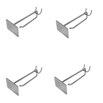 Chrome Pegboard Metal Plate Scanner Hooks 4'' Retail Store Display - 4 Pc