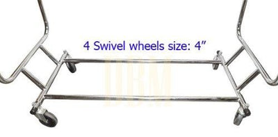 66" H Double Parrallel Bar Adjustable Clothing Garment Rack Hanger Retail with Swivel Wheels
