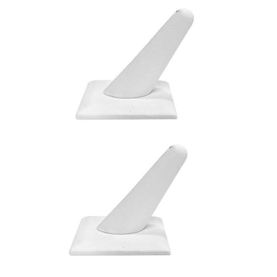 Set Of 2 Pc 2-1/8 x 2-1/8 White Faux leather Single Finger Ring Display Jewelry Showcase Retail Fixture