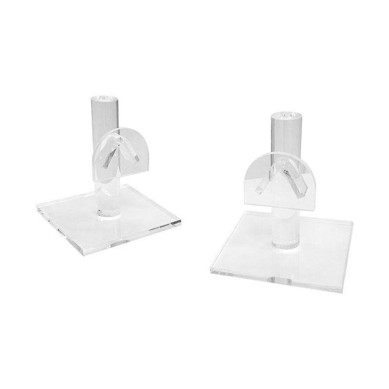 Set Of 2 Pc High Lucite Acrylic Single Eyeglass Display Fixture Countertop Stand