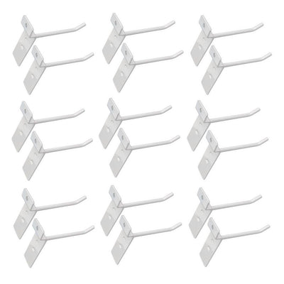 4" Slatwall Hooks, Gloss White, Hanger Display Panel Hooks Wire Metal 24Pc Set