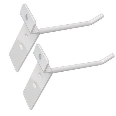 4" Slatwall Hooks, Gloss White, Hanger Display Panel Hooks Wire Metal 24Pc Set