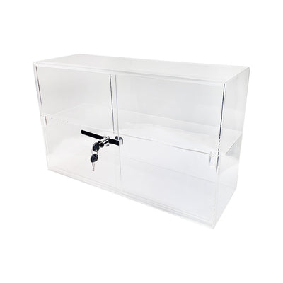 Acrylic Security Case with Sliding Back Door Countertop Display Case 21"L x 13"H