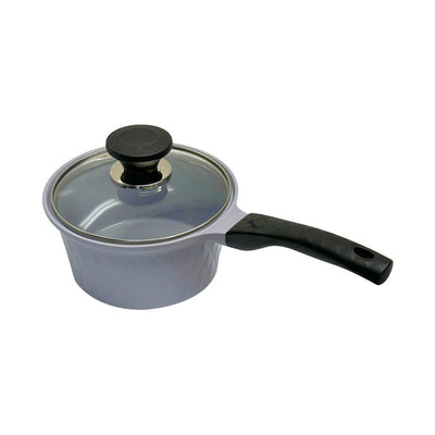 2.1 QT Ceramic Sauce Pot with Lid, 7'' Ceramic Interior Exterior Cooking Pot