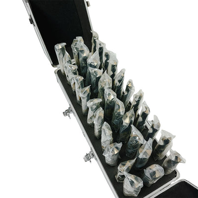 33 Pc 1/2" Shank Silver & Deming Demming Drill Bit Set Sizes: 1/2" to 1"