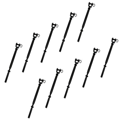 Black Oxide T316 SS Hand Swage Jaw Life Line Turnbuckle for 1/8" Cable Rail,10PC