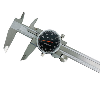 0-6" Stainless Steel Shock Proof Dial Caliper .001" Graduation, Black Face