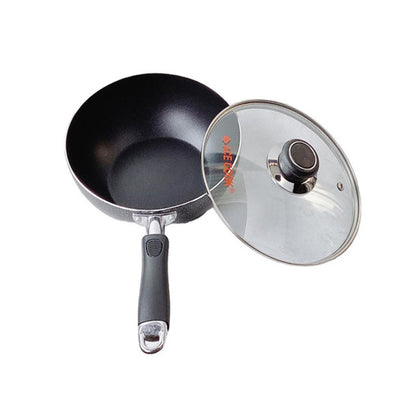 Nonstick Wok Frying Pan Saute Pan with Lid , Non Toxic Deep Fry Pan Ergonomic Plastic Handle