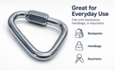 Delta Quick Links 3/8" Stainless Steel T316 Triangle Carabiner 2,200 Lbs WLL