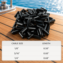 Plastic Push-on End Cap For 1/8", 3/16", 1/4" Cable Wire Rope End Cap Cover Protector  - PACK 100