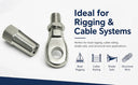 4 Pcs 3/16" Swageless Eye Terminal Cable Rail Wire Rope Stainless Steel T316