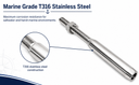 Marine T316 Stainless Steel 3/8" Thread Lifeline Threaded Stud Right Hand For 1/4" Cable Rail Wire Rope
