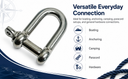 Marine T316 Stainless Steel 1/2" D Chain Shackle with Screw Pin 1,600 Lbs WLL