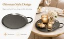 8" Stainless Steel Round Serving Platter – Ottoman Tray with Handle for Kitchen, Parties & Decorative Display