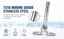 20 Pcs Marine T316 Stainless Steel 1/8" Deck Toggle Swage Stud Cable Railing