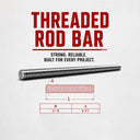 Stainless Steel Fully Threaded Rod 6 Ft Long, Silver Bar Stud Screw for Fastening, Mounting, Construction, and Hardware Use