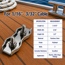 T304 Stainless Steel Duplex 2-Post Cable Wire Clamp, Wire Rope Clip Cable Clamp for Railing, Rigging - PACK 4