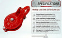 0.5 Ton (1,000 lbs WLL) Single Sheave Snatch Block Pulley with Shackle – Heavy Duty Cable Wire Rope Pulley for Rigging, Lifting & Yarding
