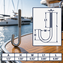 Marine Boat T316 Stainless Steel J Bolt Spring Hook, J-Bolt J Hook Hardware for Rope, Chain, Cable, Dock - PACK 4
