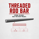 Stainless Steel Fully Threaded Rod 6 Ft Long, Silver Bar Stud Screw for Fastening, Mounting, Construction, and Hardware Use