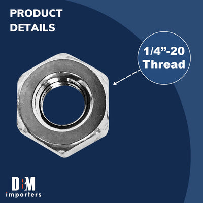 1/4'' -20 Size Stainless Steel Hex Nut Type 316 UNC With Set Of 20 PC Right Hand Thread