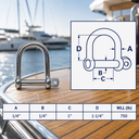 Wide D-Shackle with Screw Pin Marine Grade T316 Stainless Steel, Heavy Duty Anchor Rigging Shackle for Boat, Dock - PACK 4