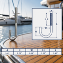 Marine Boat T316 Stainless Steel J Bolt Spring Hook, J-Bolt J Hook Hardware for Rope, Chain, Cable, Dock - PACK 4
