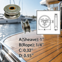 Marine Boat T304 Stainless Steel Sheave Wire Pulley with Brass Bushing for Wire Rope, Cable Rigging, Yacht - PACK 4