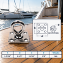 Boat Deck T316 Stainless Steel Square Pad Swivel Eye, Marine Rigging Lift Hardware for Rope, Chain - PACK 4
