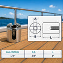 T316 Stainless Steel Cross Cable Clamps for Rope Wire Cables, Railing Wire Rope Connector Hardware for Deck, Dock, Marine - PACK 10