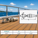 T316 Stainless Steel Swageless Toggle Cable Railing Fitting, Marine Boat Wire Rope Terminal for Deck Rail, Stair Rail - PACK 4