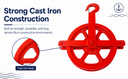Scaffold Hoist Pulley, 8" Scaffolding Wheels Cast Iron, 1000lbs Pulley Wheel Gin Wheel, Gin Block Pulleys for Lifting