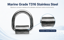4 Pcs Marine T316 Stainless Steel 3/4" Weld-On Lashing Ring Heavy D Rings 6,500 Lbs Tie-Down Anchor